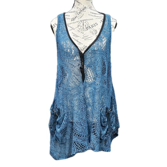 Pretty Angel Tops - Pretty Angel Crochet Top Womens‎ M Lace Sheer Linen Silk Whimsigoth Fairy Grunge